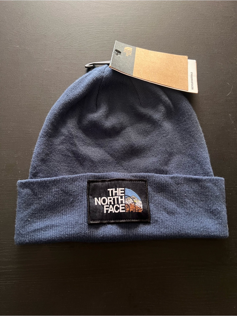 The North Face Men's Navy Blue Cuffed Beanie with Logo Patch